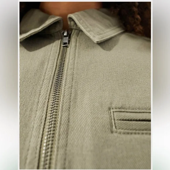 NWT ASOS DESIGN twill harrington shacket khaki green army green jacket - Picture 4 of 4